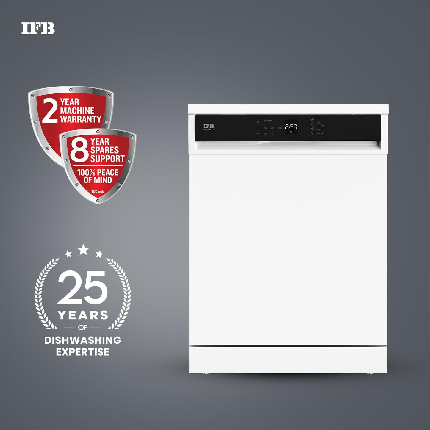 IFB 14 Place Settings 70 degree Hot wash Dishwasher (Neptune FX14, White, 360 Degree Spray Arm, Washes from Kadhai to Crockery) 