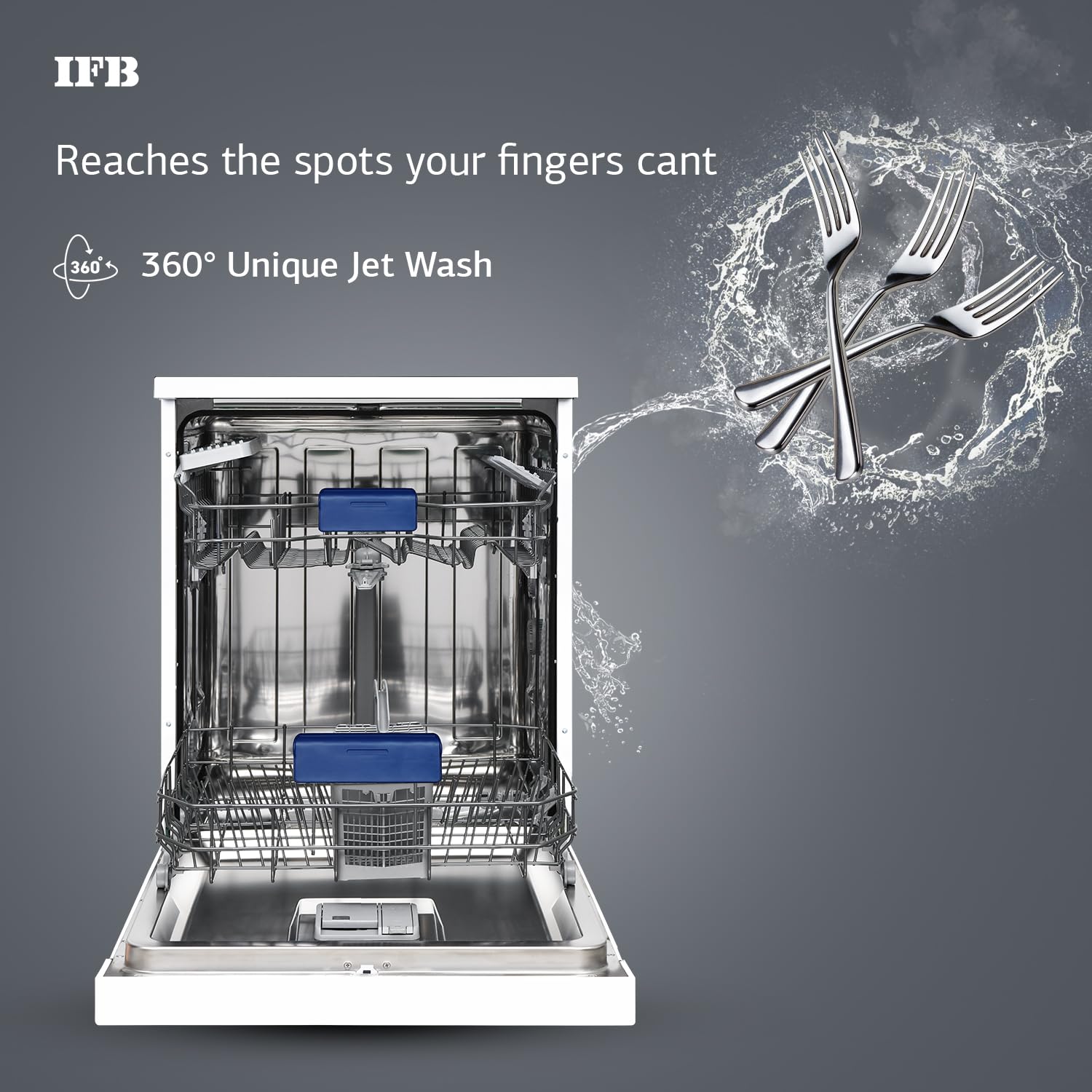 IFB 14 Place Settings 70 degree Hot wash Dishwasher (Neptune FX14, White, 360 Degree Spray Arm, Washes from Kadhai to Crockery) 