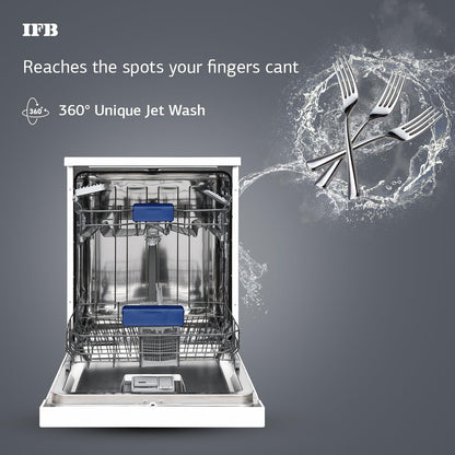 IFB 14 Place Settings 70 degree Hot wash Dishwasher (Neptune FX14, White, 360 Degree Spray Arm, Washes from Kadhai to Crockery) 