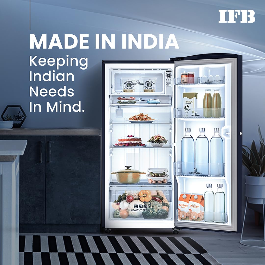 IFB 187L 2 Star Direct-Cool Single Door Refrigerator (2024, IFBDC-2132NCSE, Blue) Extraordinary Storage with Humidity Controller 