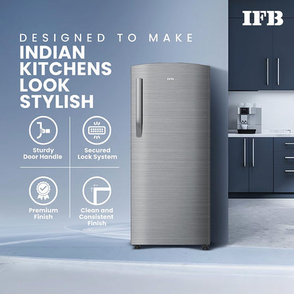 IFB 197L 5 Star Direct Cool Single Door Refrigerator (2024 Model, IFBDC-2235DBSE, Brush Grey, Advanced Inverter Compressor, Extraordinary Storage with Humidity Controller) 