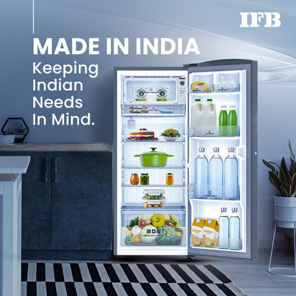 IFB 197L 5 Star Direct Cool Single Door Refrigerator (2024 Model, IFBDC-2235DBSE, Brush Grey, Advanced Inverter Compressor, Extraordinary Storage with Humidity Controller) 