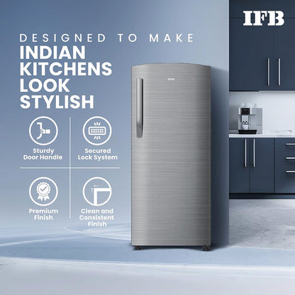 IFB 197L 5 Star Direct Cool Single Door Refrigerator (2024 Model, IFBDC-2235DBSE, Brush Grey, Advanced Inverter Compressor, Extraordinary Storage with Humidity Controller) 