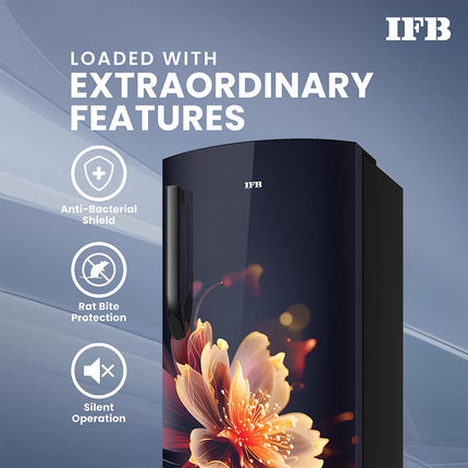 IFB 197L 5 Star Direct-Cool Single Door Refrigerator with Advanced Inverter Compressor (2024, IFBDC-2235DBMED,Mystic Bloosom Blue) Extraordinary Storage with Humidity Controller 