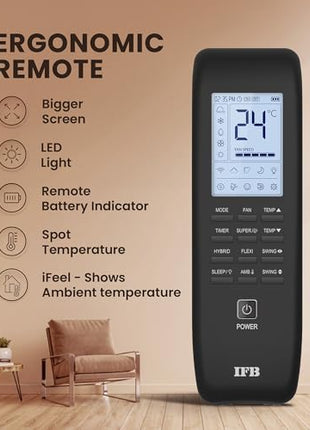 IFB 2025 Model Gold Pro Series 1 Ton 5 Star Split AC with Hybrid Technology, Works upto 55°C, 4-Way Swing, Higher Cooling Capacity, Self-Clean & AI - White (CI145GN21RGN1, Copper Condenser) 