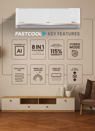 IFB 2025 Model Gold Pro Series 1 Ton 5 Star Split AC with Hybrid Technology, Works upto 55°C, 4-Way Swing, Higher Cooling Capacity, Self-Clean & AI - White (CI145GN21RGN1, Copper Condenser) 