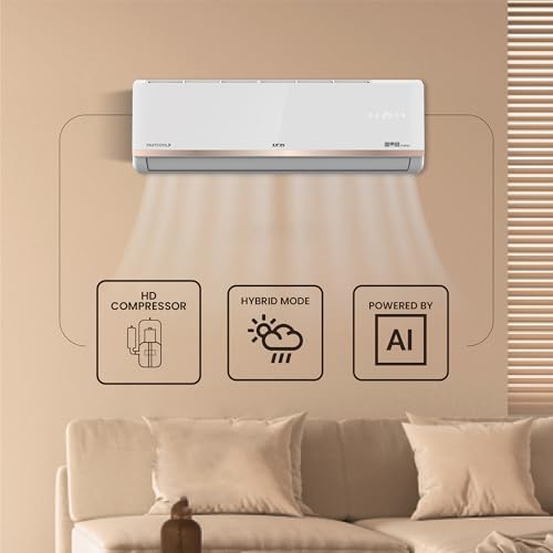 IFB 2025 Model Gold Pro Series 1 Ton 5 Star Split AC with Hybrid Technology, Works upto 55°C, 4-Way Swing, Higher Cooling Capacity, Self-Clean & AI - White (CI145GN21RGN1, Copper Condenser) 