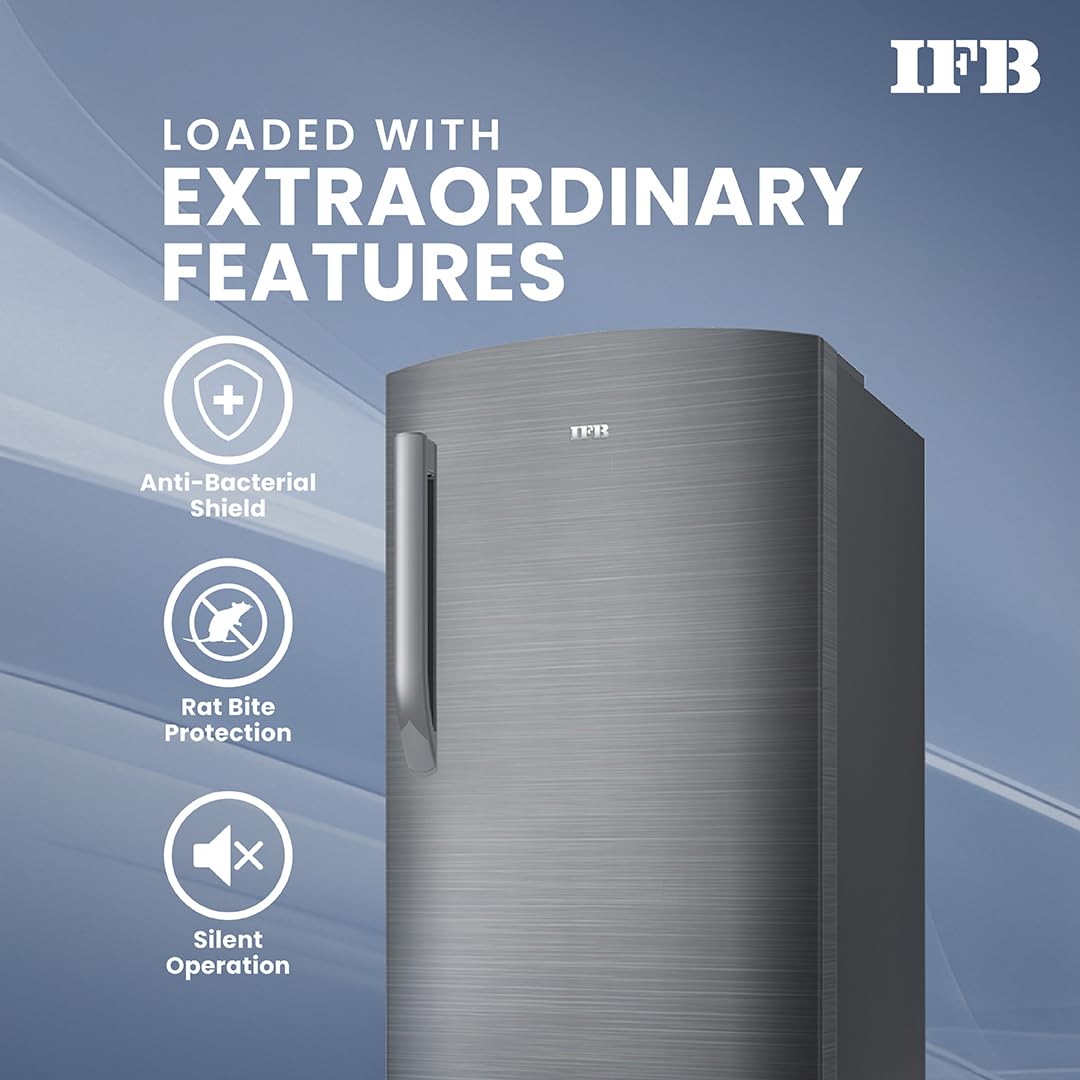 IFB 206L 5 Star Direct Cool Single Door Refrigerator (IFBDC-2325DBSE, Brush Grey, Advanced Inverter Compressor, Extraordinary Storage with Humidity Controller) 