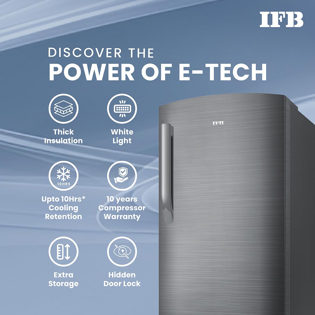 IFB 206L 5 Star Direct Cool Single Door Refrigerator (IFBDC-2325DBSE, Brush Grey, Advanced Inverter Compressor, Extraordinary Storage with Humidity Controller) 