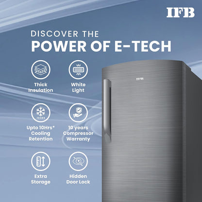 IFB 206L 5 Star Direct Cool Single Door Refrigerator (IFBDC-2325DBSE, Brush Grey, Advanced Inverter Compressor, Extraordinary Storage with Humidity Controller) 