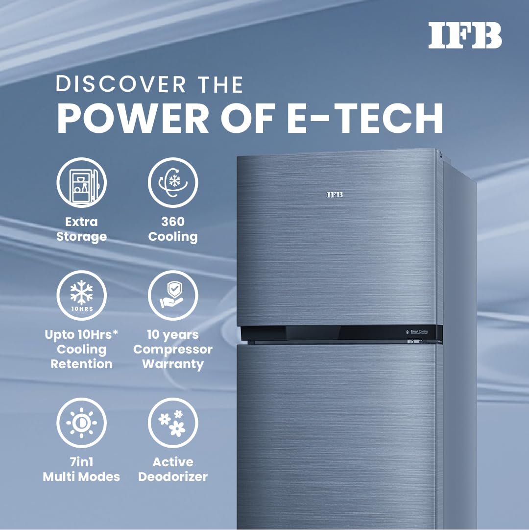 IFB 241L 3 Star Frost Free Advanced Inverter Double Door Refrigerator (Eco Cool IFBFF-2913DBSE, Brush Grey, 7 in 1 Multi Mode with 360 Degree Cooling) 