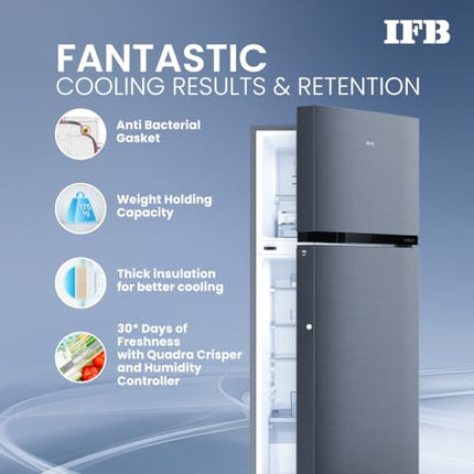 IFB 243L 2 Star Frost Free inverter with Double Door Refrigerator (IFBFF-2902NBSE, Brush Grey) 7 in 1 Multi Mode with 360 Degree Cooling 