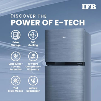 IFB 243L 2 Star Frost Free inverter with Double Door Refrigerator (IFBFF-2902NBSE, Brush Grey) 7 in 1 Multi Mode with 360 Degree Cooling 
