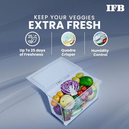 IFB 243L 2 Star Frost Free inverter with Double Door Refrigerator (IFBFF-2902NBSE, Brush Grey) 7 in 1 Multi Mode with 360 Degree Cooling 