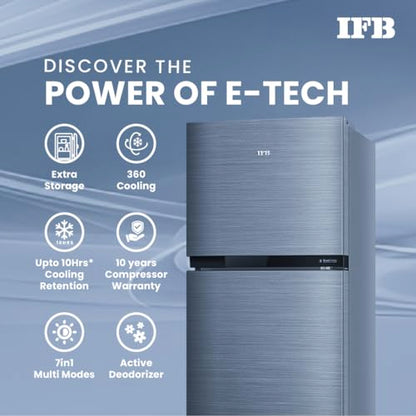 IFB 243L 2 Star Frost Free inverter with Double Door Refrigerator (IFBFF-2902NBSE, Brush Grey) 7 in 1 Multi Mode with 360 Degree Cooling 