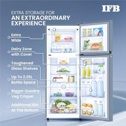 IFB 265L 2 Star Frost Free Double Door Refrigerator with Advanced Inverter Compressor (IFBFF-3152DBSE, Brush Grey) 7 in 1 Multi Mode with 360 Degree Cooling 