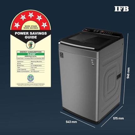 IFB 7.5 Kg 5 Star with DeepClean® Technology, AI Powered, Fully Automatic Top Load Washing Machine (TL751MS2S, PowerSteam®, Inbuilt Heater, Mystic Silver) 