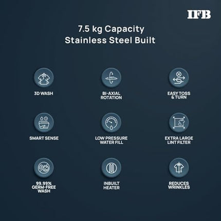 IFB 7.5 Kg 5 Star with DeepClean® Technology, AI Powered, Fully Automatic Top Load Washing Machine (TL751MS2S, PowerSteam®, Inbuilt Heater, Mystic Silver) 