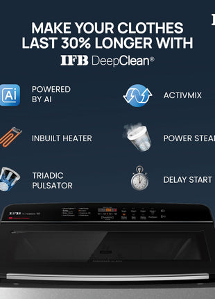IFB 7.5 Kg 5 Star with DeepClean® Technology, AI Powered, Fully Automatic Top Load Washing Machine (TL751MS2S, PowerSteam®, Inbuilt Heater, Mystic Silver) 