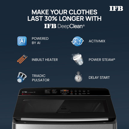 IFB 7.5 Kg 5 Star with DeepClean® Technology, AI Powered, Fully Automatic Top Load Washing Machine (TL751MS2S, PowerSteam®, Inbuilt Heater, Mystic Silver) 
