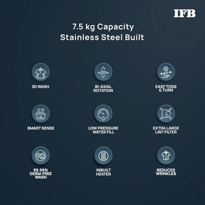 IFB 7.5 Kg 5 Star with DeepClean® Technology, AI Powered, Fully Automatic Top Load Washing Machine (TL751MS2S, PowerSteam®, Inbuilt Heater, Mystic Silver) 
