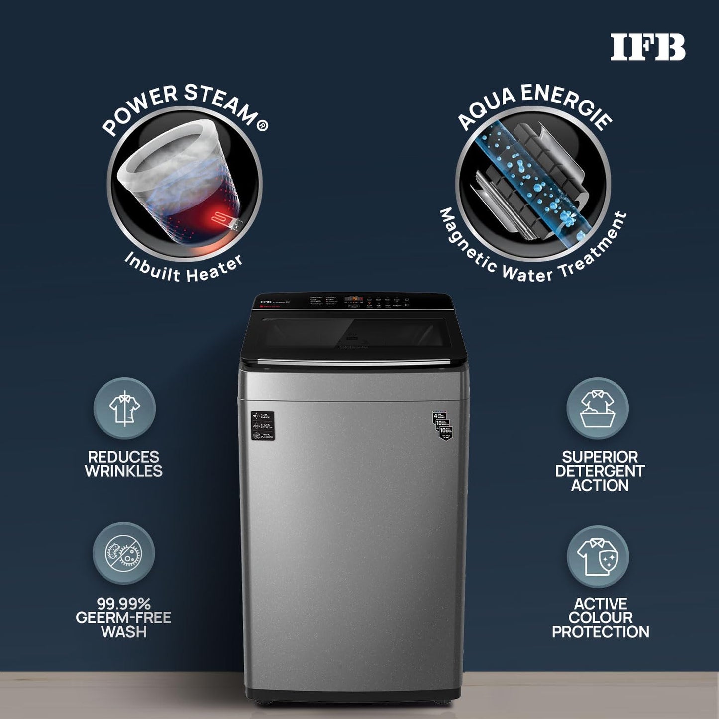 IFB 7.5 Kg 5 Star with DeepClean® Technology, AI Powered, Fully Automatic Top Load Washing Machine (TL751MS2S, PowerSteam®, Inbuilt Heater, Mystic Silver) 