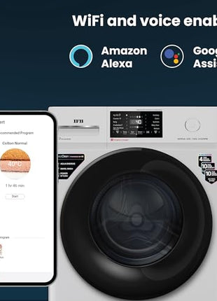 IFB 7 Kg 5 Star Powered by AI with 9 Swirl Wash, WiFi, Fully Automatic Front Load Washing Machine (SERENA GXN 7012, Steam Refresh Program with Eco Inverter, Grey) 