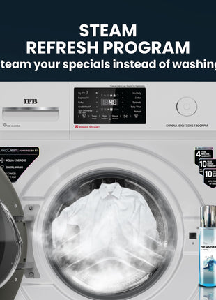 IFB 7 Kg 5 Star Powered by AI with 9 Swirl Wash, WiFi, Fully Automatic Front Load Washing Machine (SERENA GXN 7012, Steam Refresh Program with Eco Inverter, Grey) 