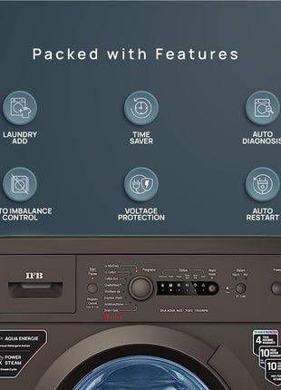 IFB 7 Kg 5 Star with 2X Power Steam, AI Powered, Fully Automatic Front Load Washing Machine (DIVA AQUA MXS 7010, In-built Heater, Mocha) 