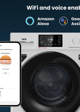 IFB 8 Kg 5 Star Powered by AI with 9 Swirl Wash, WiFi, Fully Automatic Front Load Washing Machine (Senator GXN 8012, Steam Refresh Program with Eco Inverter, Grey) 