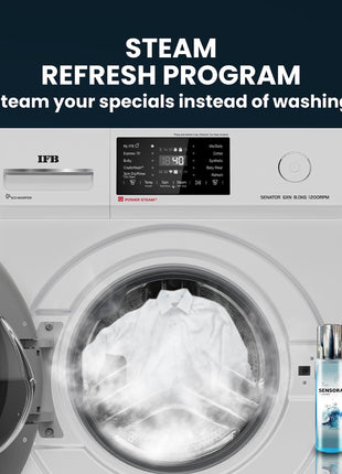 IFB 8 Kg 5 Star Powered by AI with 9 Swirl Wash, WiFi, Fully Automatic Front Load Washing Machine (Senator GXN 8012, Steam Refresh Program with Eco Inverter, Grey) 