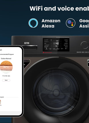 IFB 8 Kg 5 Star Powered by AI with 9 Swirl Wash, WiFi, Fully Automatic Front Load Washing Machine (Senator MBN 8012, Steam Refresh Program with Eco Inverter, Mocha) 