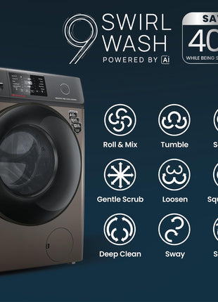 IFB 8 Kg 5 Star Powered by AI with 9 Swirl Wash, WiFi, Fully Automatic Front Load Washing Machine (Senator MBN 8012, Steam Refresh Program with Eco Inverter, Mocha) 