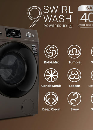 IFB 9 Kg 5 Star, DeepClean® Technology, AI Powered, WiFi, Fully Automatic Front Load Washing Machine (EXECUTIVE MXN 9014K CMS, PowerSteam®, 9 Swirl, Steam Refresh, Inbuilt Heater, Eco Inverter, Mocha) 