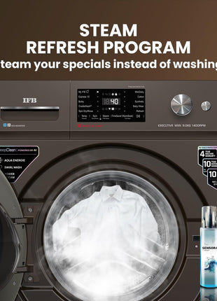 IFB 9 Kg 5 Star, DeepClean® Technology, AI Powered, WiFi, Fully Automatic Front Load Washing Machine (EXECUTIVE MXN 9014K CMS, PowerSteam®, 9 Swirl, Steam Refresh, Inbuilt Heater, Eco Inverter, Mocha) 