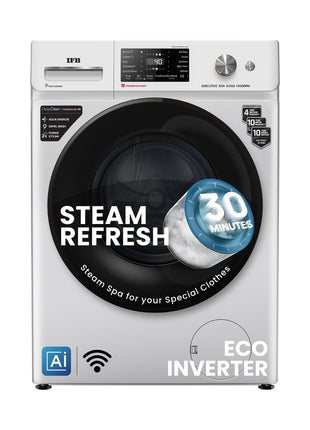 IFB 9 Kg 5 Star Powered by AI with 9 Swirl Wash, WiFi, Fully Automatic Front Load Washing Machine (Executive SXN 9014K, Steam Refresh Program with Eco Inverter, Rich Silver) 