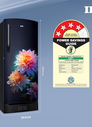 IFB Smart Choice 187L 4 Star Direct Cool Advanced Inverter Single Door Refrigerator (IFBDC-2134DBNED, Divine Bliss-Blue, Humidity Controller, Extraordinary Space with Base Drawer) 