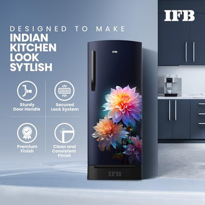 IFB Smart Choice 187L 4 Star Direct Cool Advanced Inverter Single Door Refrigerator (IFBDC-2134DBNED, Divine Bliss-Blue, Humidity Controller, Extraordinary Space with Base Drawer) 