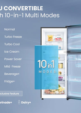 IFB Smart Choice 241L 3 Star Tru Convertible 10-in-1 Advanced Inverter Frost Free Double Door Refrigerator (IFBFF-2913DKSET, Metal Black, 360 Degree Cooling, Extraordinary Space) 