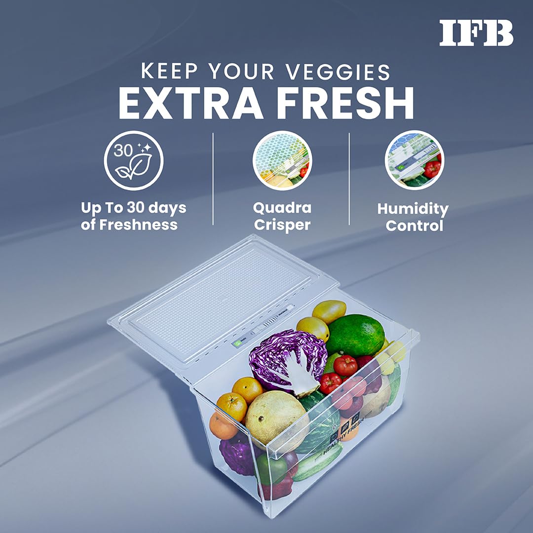 IFB Smart Choice 241L 3 Star Tru Convertible 10-in-1 Advanced Inverter Frost Free Double Door Refrigerator (IFBFF-2913DKSET, Metal Black, 360 Degree Cooling, Extraordinary Space) 
