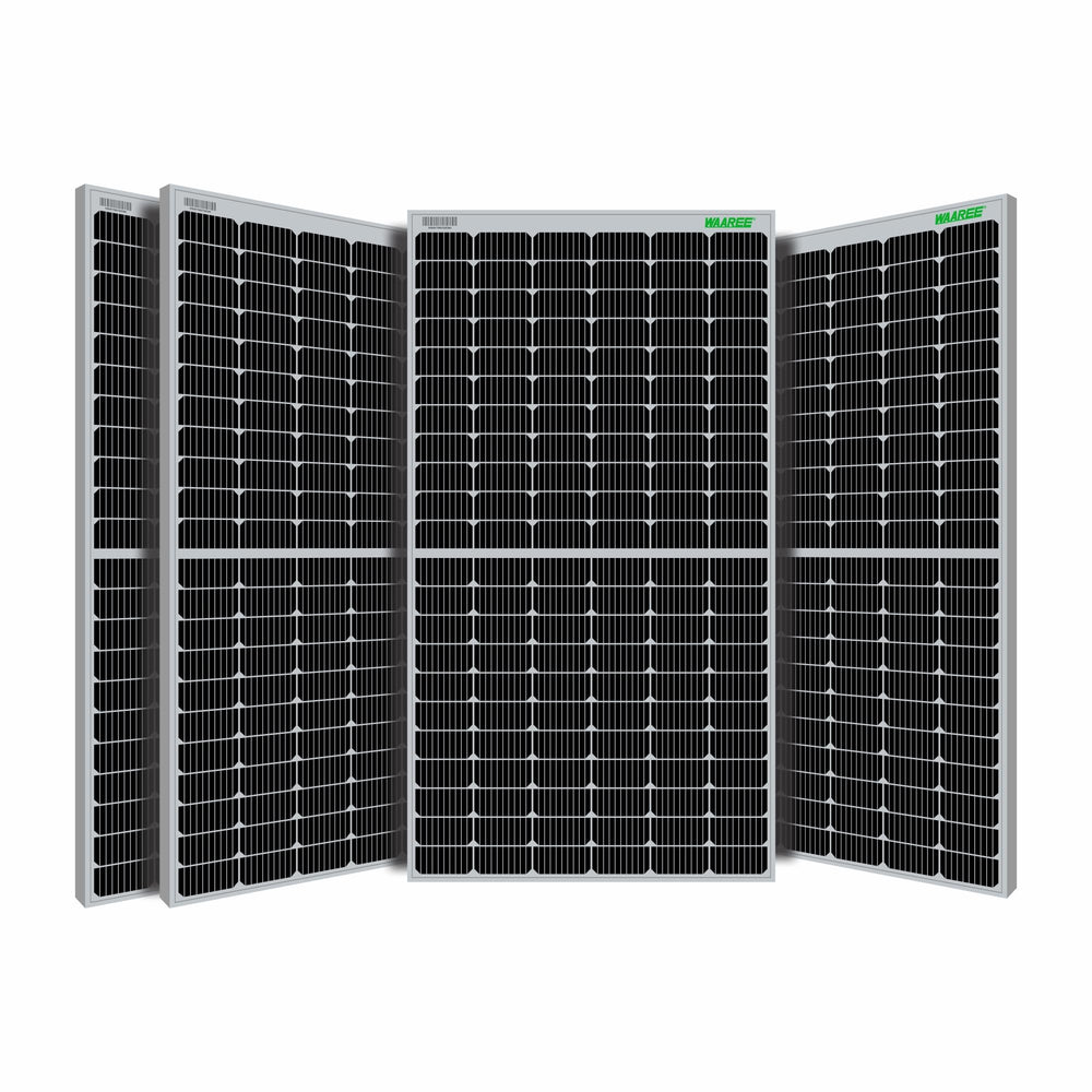 II WAAREE II Bifacial 550 Watt Pack of 4 II High Efficiency II Dual Glass Bifacial Mono PERC Solar Panel II 144 Half-Cut VOC 49.16 Premium Energy Generation, (Pack of 4) (Bifacial 550 Watt, 2.2kW)