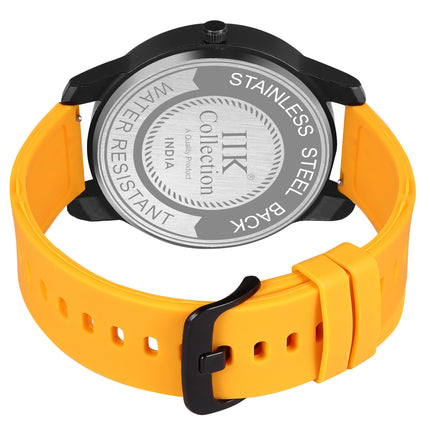 IIK COLLECTION Watches For Men Round Numerical Dial Watch With Silicon Strap Long Battery Life Stainless Steel Bracelet Black Chain With Adjustable Silicon Strap Watches For Boys. - Analogue 