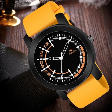 IIK COLLECTION Watches For Men Round Numerical Dial Watch With Silicon Strap Long Battery Life Stainless Steel Bracelet Black Chain With Adjustable Silicon Strap Watches For Boys. - Analogue 