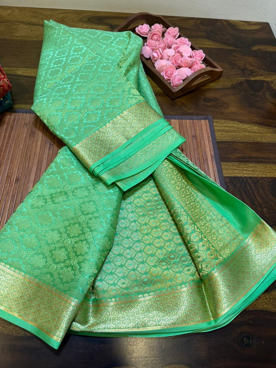 Pure Brocade Mysore Silk Crepe Sarees 