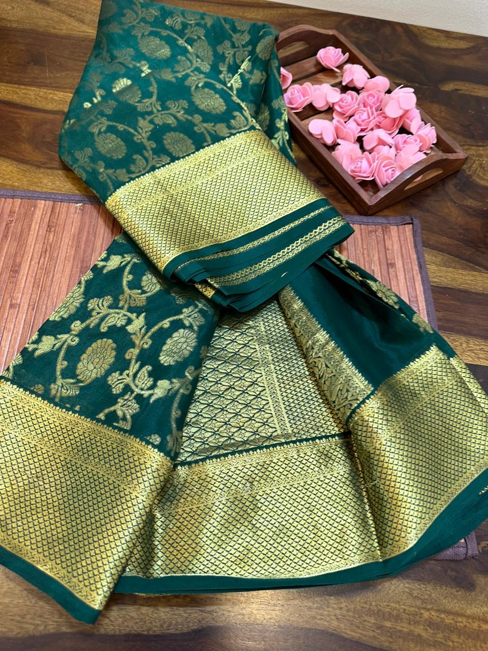 Pure Brocade Mysore Silk Crepe Sarees 