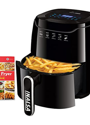 INALSA Air Fryer 4.2 ltr|1400 W with Air Crisp Technology|Temperature & Timer Control|8 Preset Menu & Digital Display|Air fry, Bake,Roast,Reheat,Dehydrate|Airfryer Recipe book(Tasty Fry Digital) 