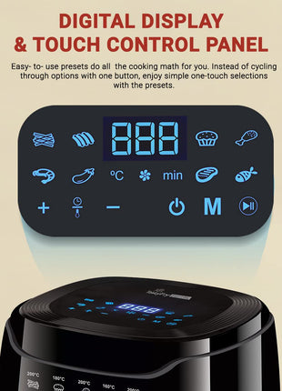 INALSA Air Fryer 4.2 ltr|1400 W with Air Crisp Technology|Temperature & Timer Control|8 Preset Menu & Digital Display|Air fry, Bake,Roast,Reheat,Dehydrate|Airfryer Recipe book(Tasty Fry Digital) 
