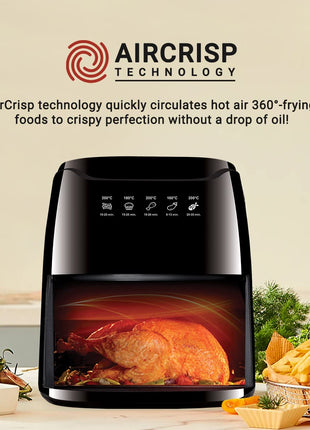 INALSA Air Fryer 4.2 ltr|1400 W with Air Crisp Technology|Temperature & Timer Control|8 Preset Menu & Digital Display|Air fry, Bake,Roast,Reheat,Dehydrate|Airfryer Recipe book(Tasty Fry Digital) 