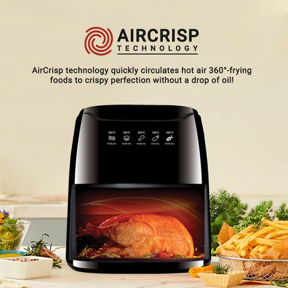 INALSA Air Fryer 4.2 ltr|1400 W with Air Crisp Technology|Temperature & Timer Control|8 Preset Menu & Digital Display|Air fry, Bake,Roast,Reheat,Dehydrate|Airfryer Recipe book(Tasty Fry Digital) 