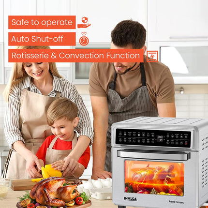 INALSA Air Fryer Oven With 23L Capacity|1700 W-16 Preset Programs |Digital Display and Touch Control| Rotisserie & Convection| 6 Accessories| Recipe Book|2 Year Warranty-Aero Smart23 
